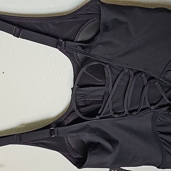Torrid NWT size large black corset shape Bathing Suit swim dress - Picture 7 of 12